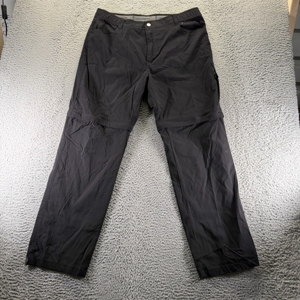 Free Country Pant Mens 38x31 Black Nylon Windbreaker Convertible Hiking Gorpcore